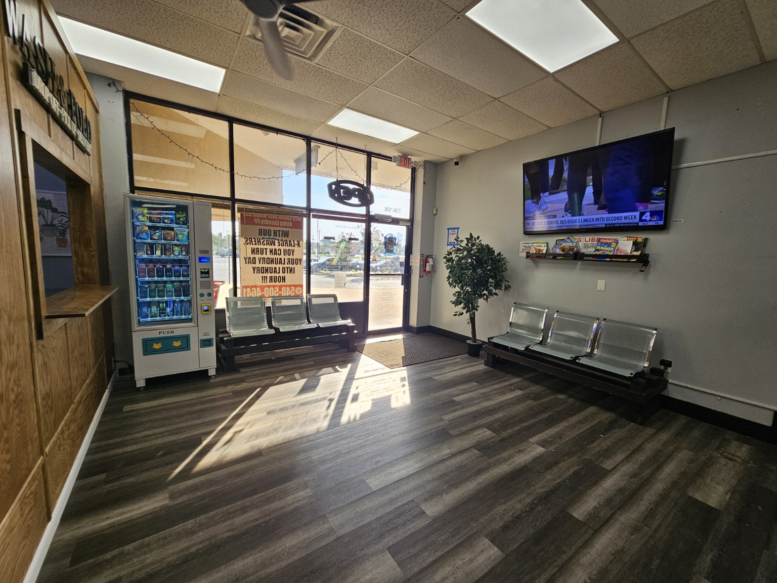 Laundry Cafe customer seating and vending area