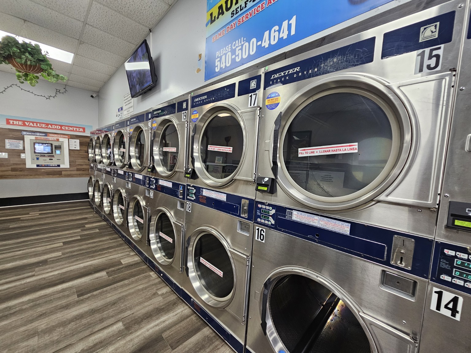 Commercial dryers at Laundry Cafe